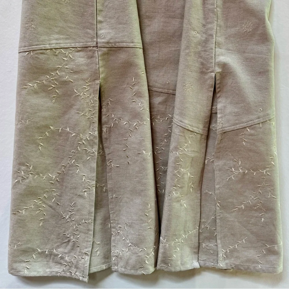 Linen Blend Sleeveless Embroidered Eyelet Maxi Dress (S) - Picture 13 of 16